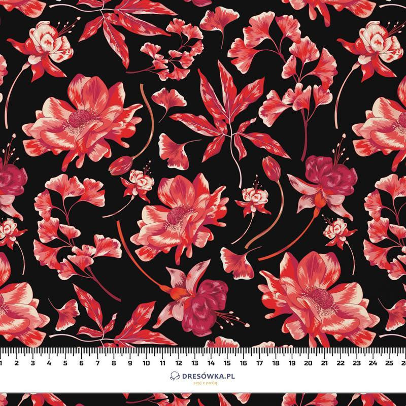 90cm ROTE BLUMEN Ms. 3 (ROTER GARTEN) - PERKAL Baumwollwebware