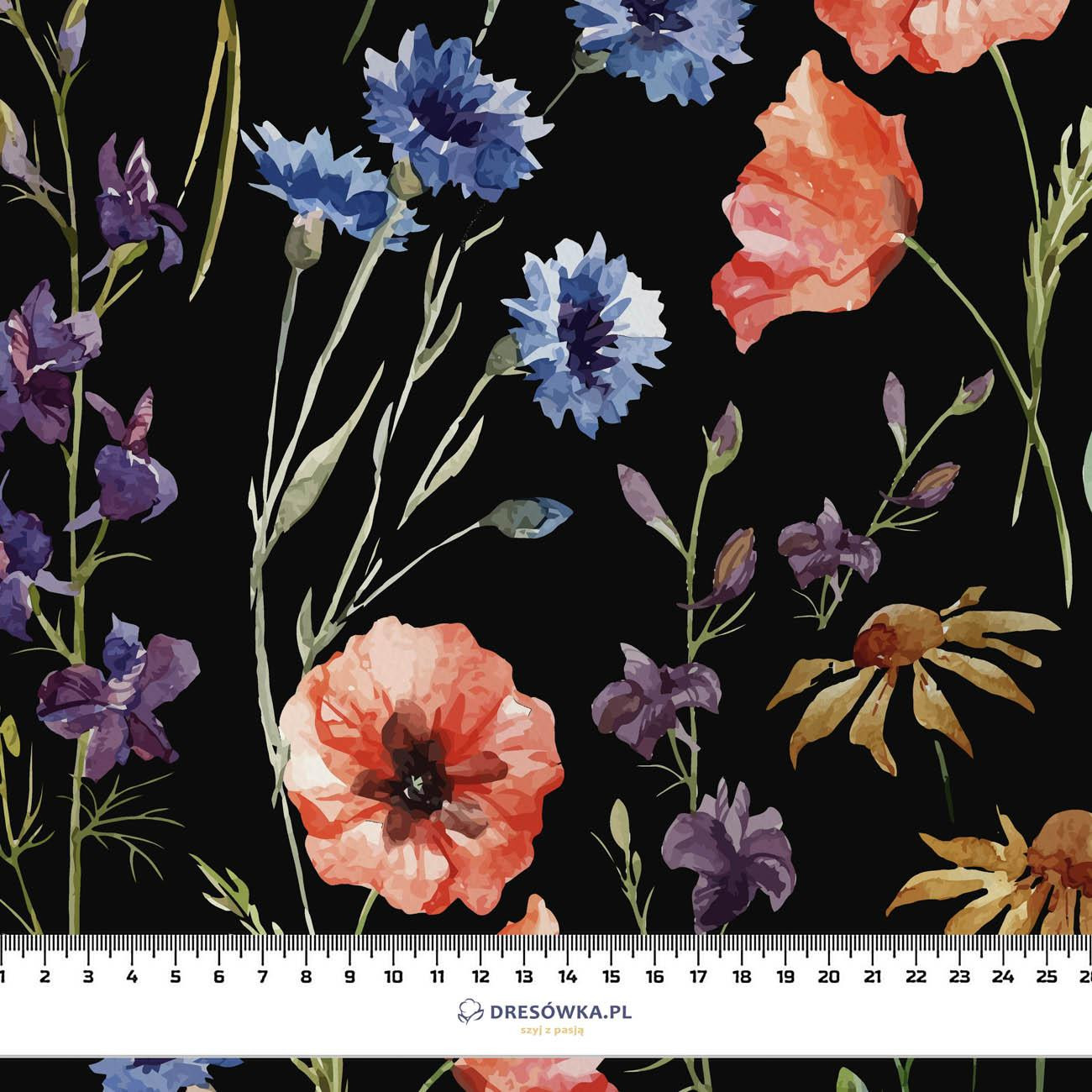 WIESENBLUMEN / schwarz - Krepp