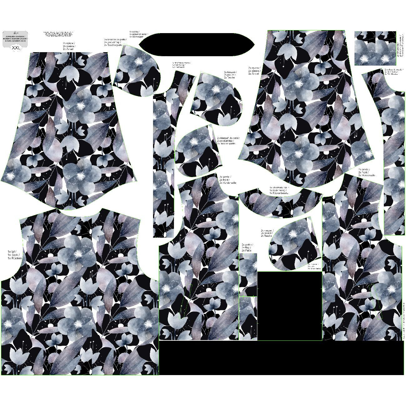 DAMEN BOMBERJACKE (KAMA) - FLOWERS AND LEAVES - Nähset