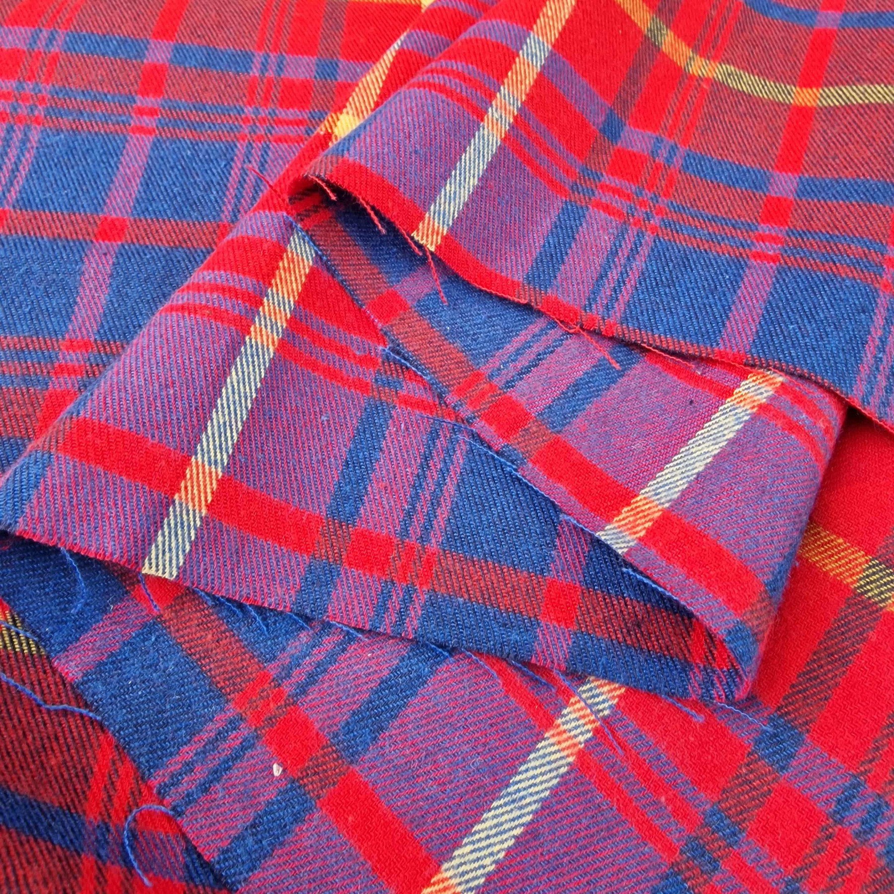 Baumwollflanell Premium - Rot-Blaues Tartan-Karo