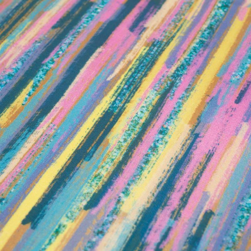 REGENBOGEN VERTIKALE STREIFEN - bio single jerset mit Elastan Sommersweat