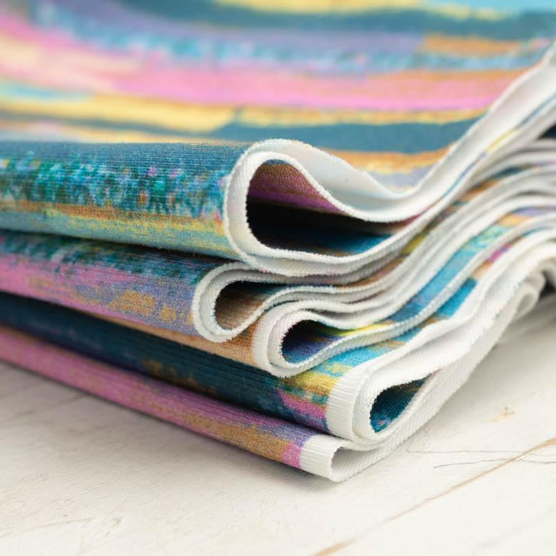 REGENBOGEN VERTIKALE STREIFEN - bio single jerset mit Elastan Sommersweat