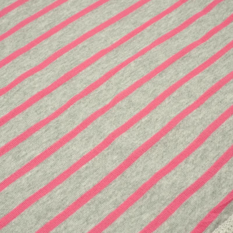 MELANGE GRAU STREIFEN / rosa (2cmx0,7cm) - Effekt Sommersweat