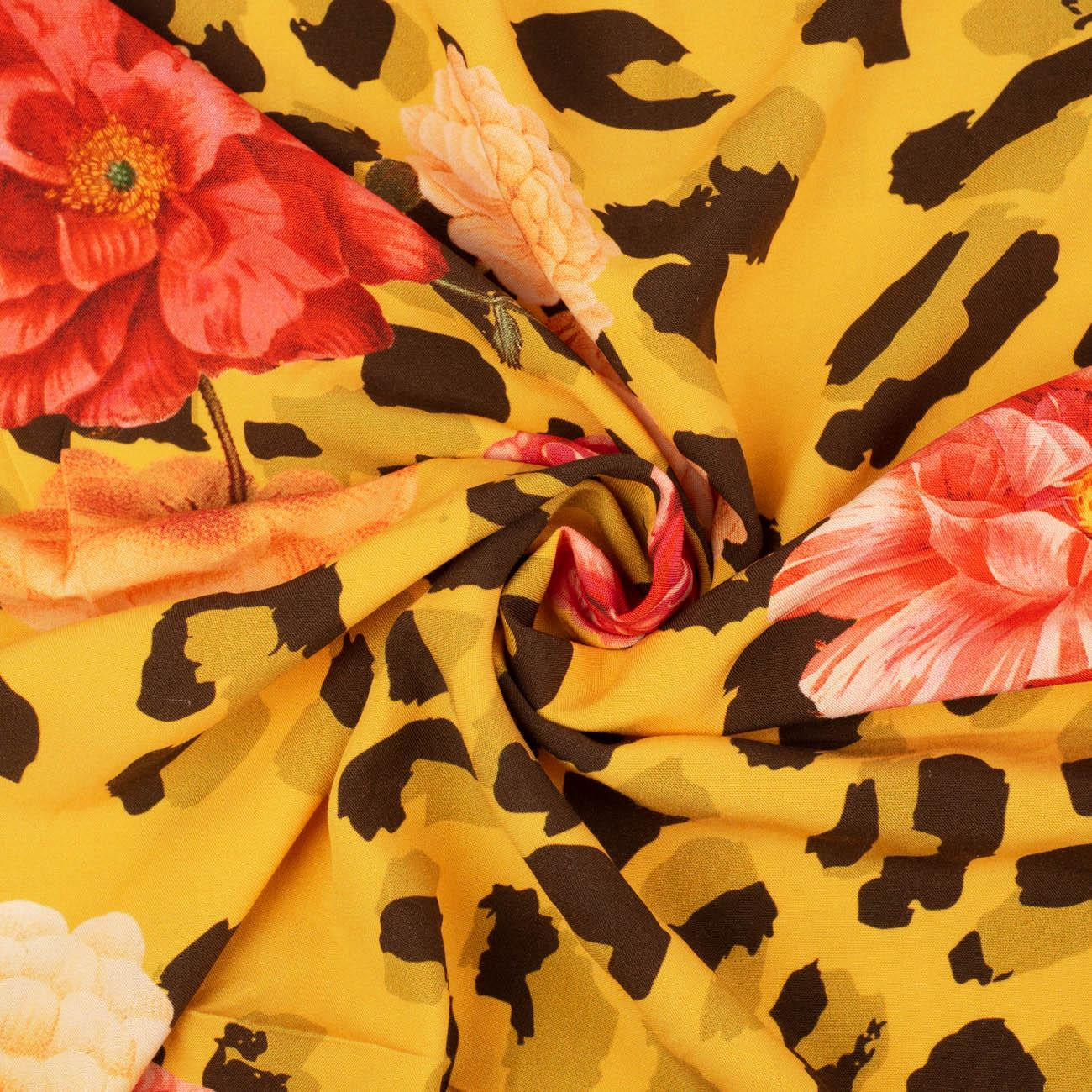 ROSEN AUF FLECKEN / senf (yellow)  - Viskose Webware
