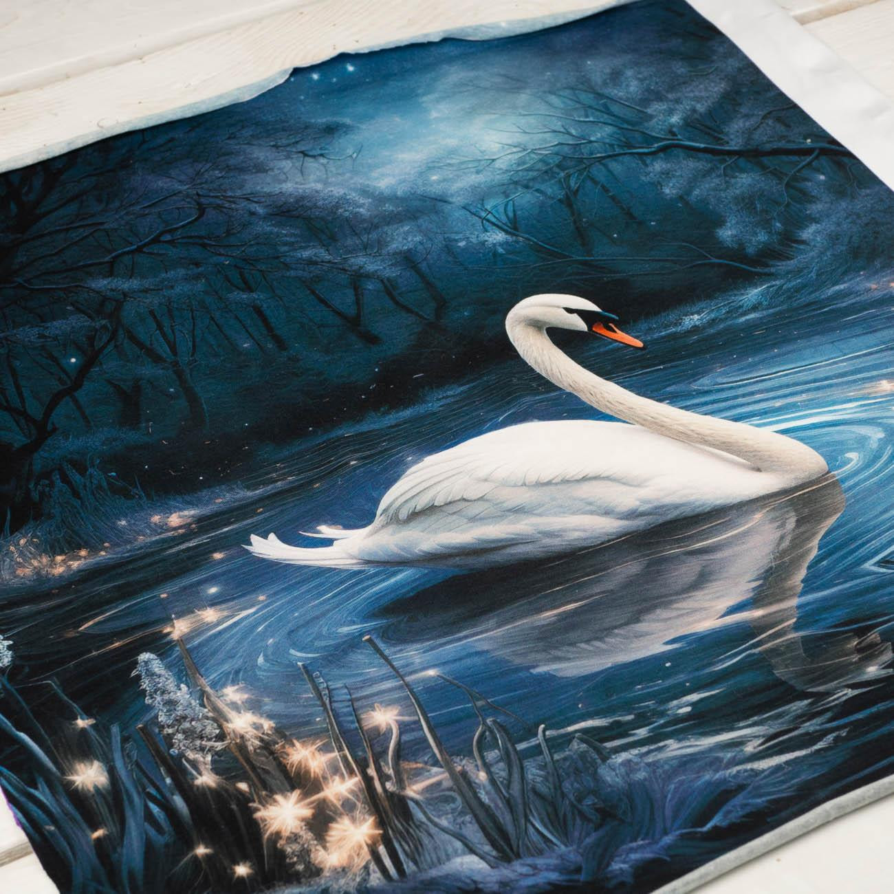 GOTHIC SWAN - Paneel (60cm x 50cm) SINGLE JERSEY 