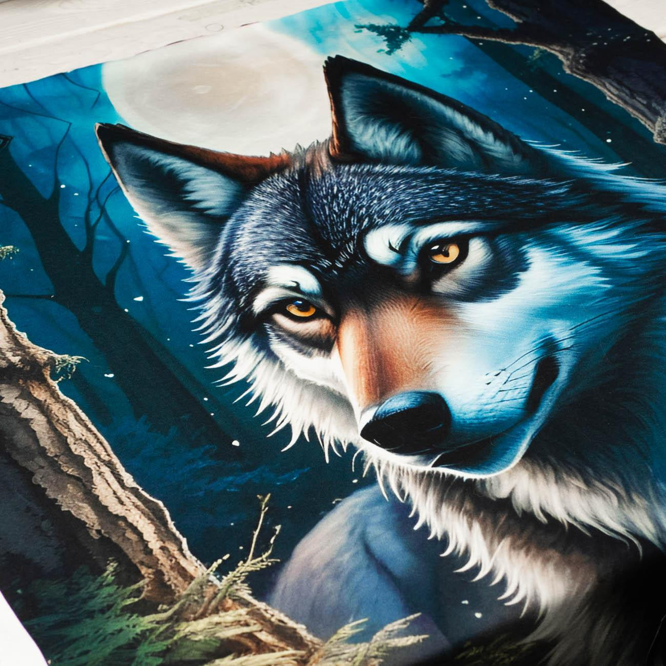 MOON WOLF - Panel (75cm x 80cm) single jersey