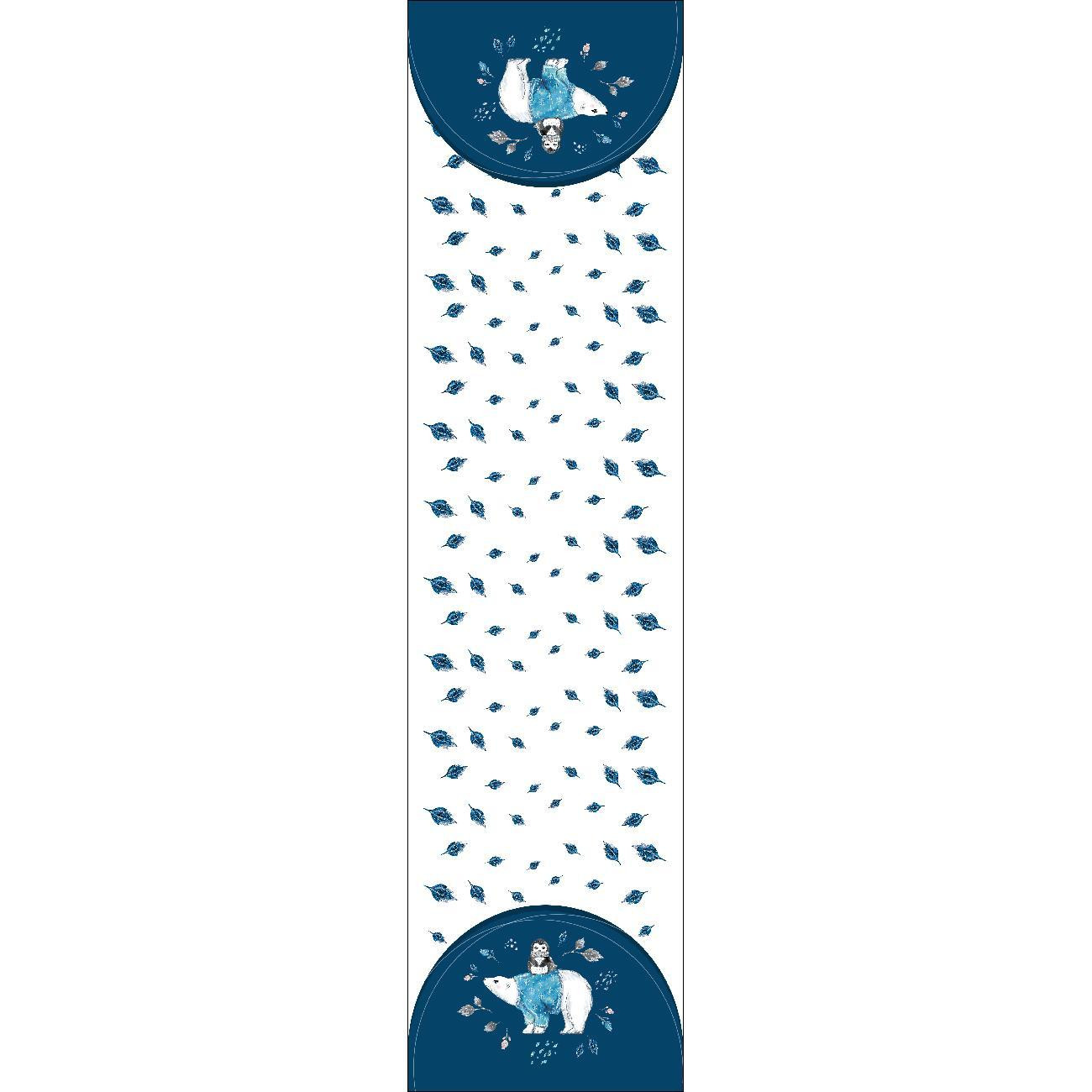 TISCHLÄUFER PANEL - PINGUIN AUF DEM BÄR / Blätter (VERZAUBERTER WINTER) - Nähset