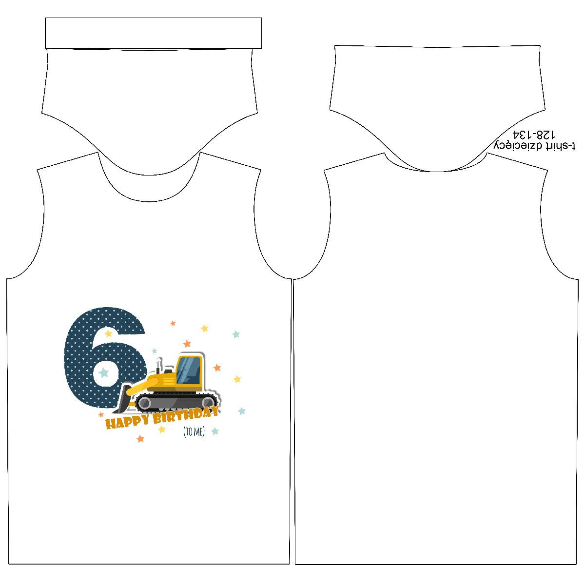 KINDER T-SHIRT -  6. GEBURTSTAG / BULLDOZER - Single Jersey (128/134)