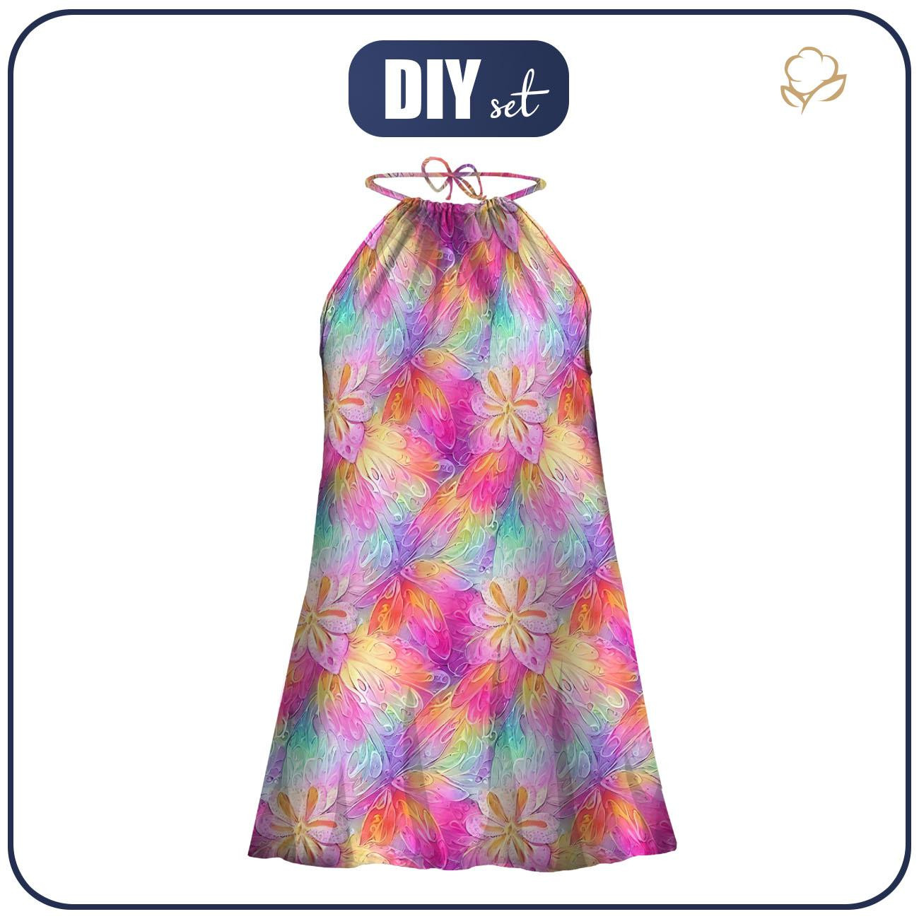 KLEID "DALIA" MINI - REGENBOGENBLUMEN - Nähset 