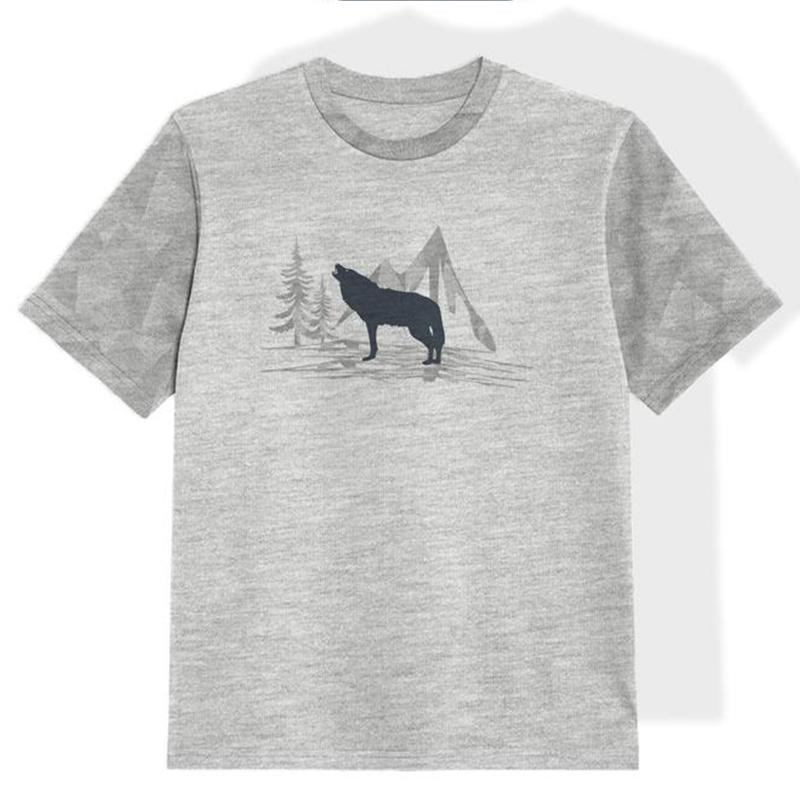 KINDER T-SHIRT- WOLF (ADVENTURE)/ melange hellgrau- Single Jersey