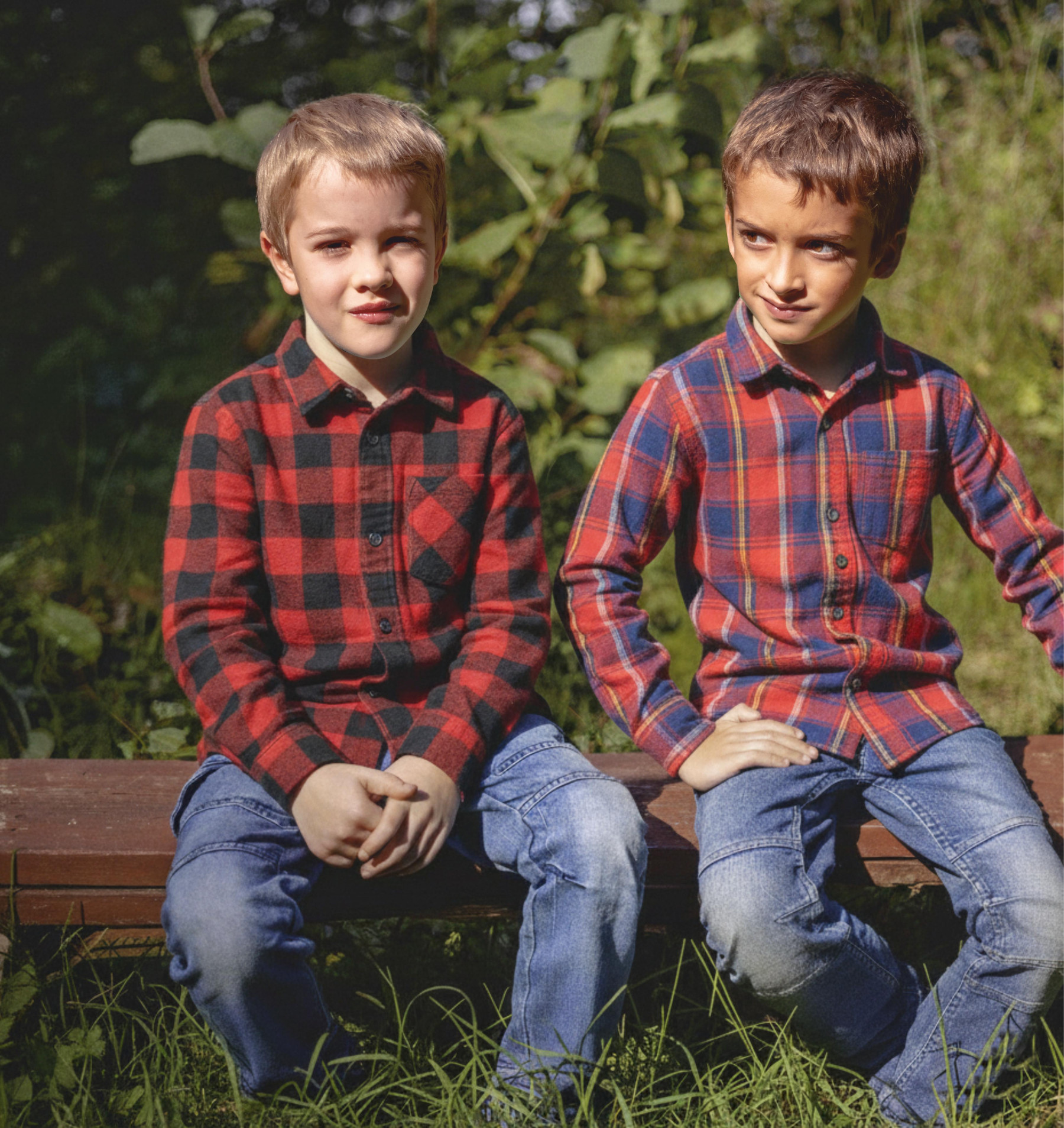 Baumwollflanell Premium - Rot-Blaues Tartan-Karo