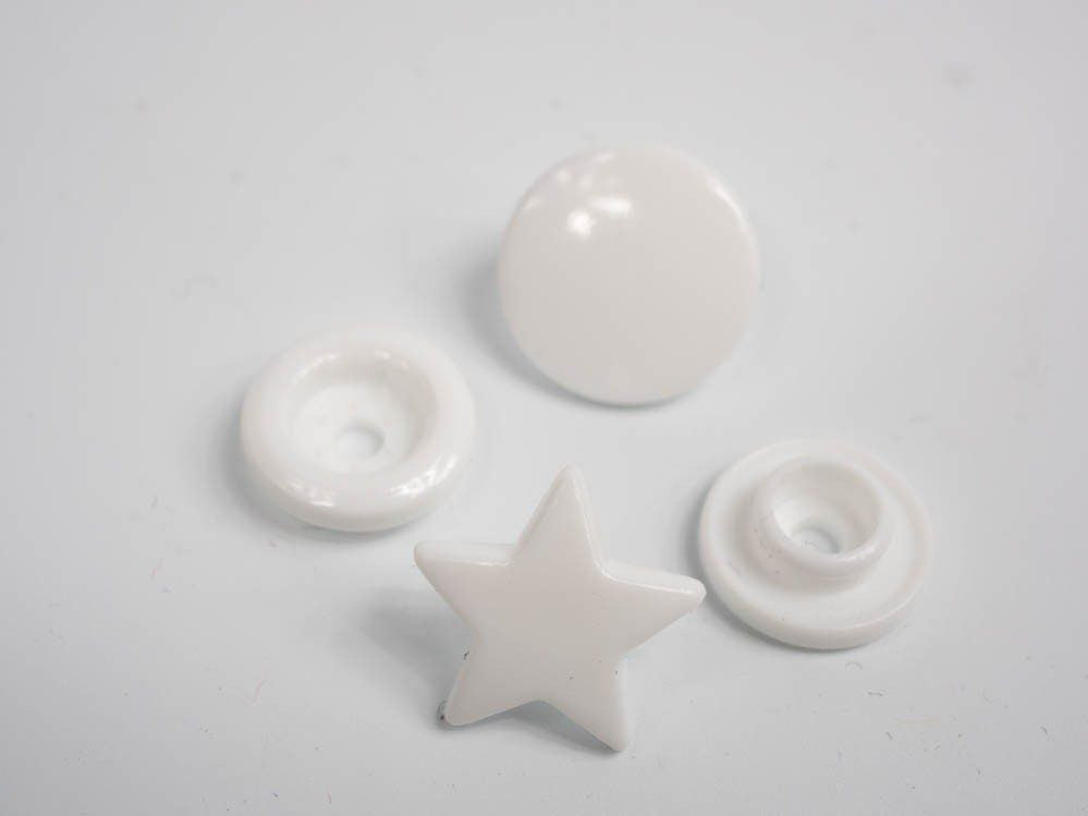 Druckknöpfe KAM Sterne 12 mm weiss - 10 Sets