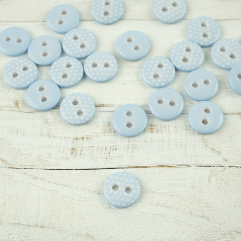 Kunststoffknopf mit Punkten klein - Baby blue