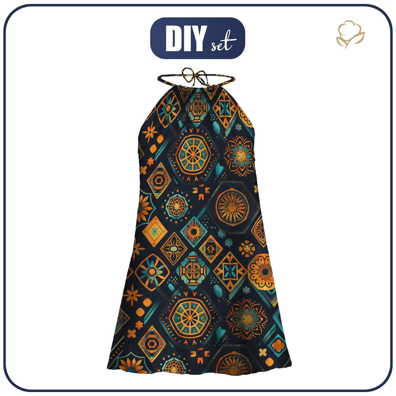 KLEID "DALIA" MINI - MANDALA m. 5 / smaragd - Nähset 