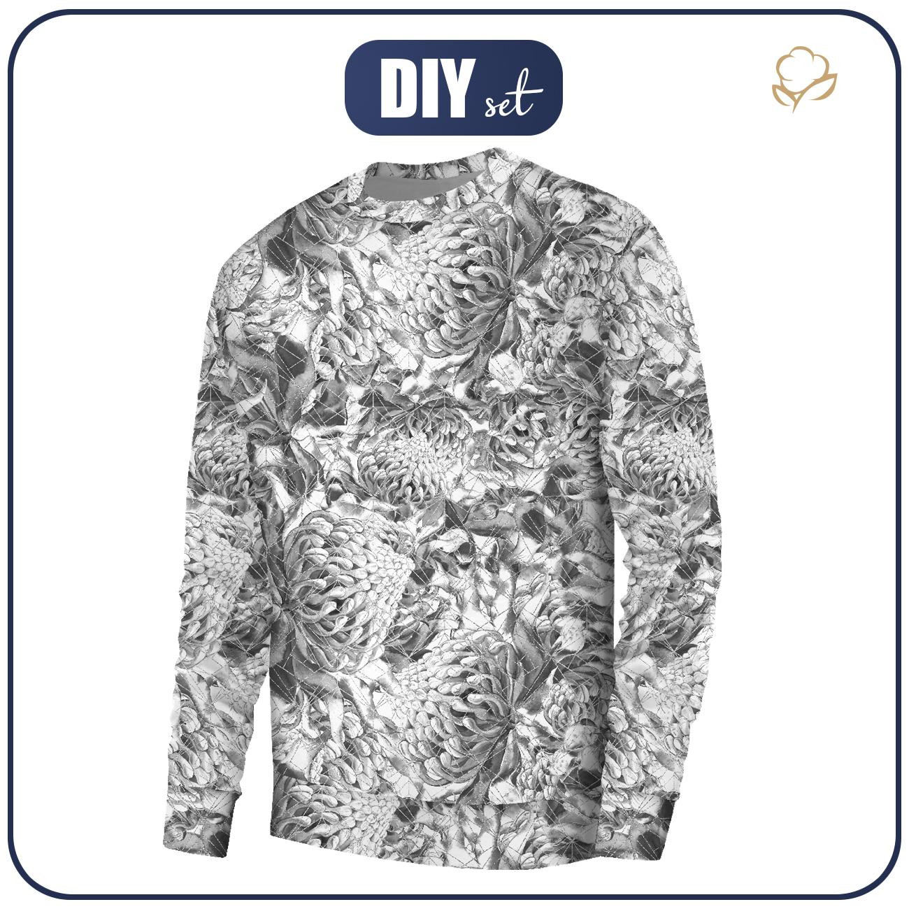 BASIC HERREN SWEATSHIRT (OREGON) - BLUMEN MIX M.2 (grau) - Nähset