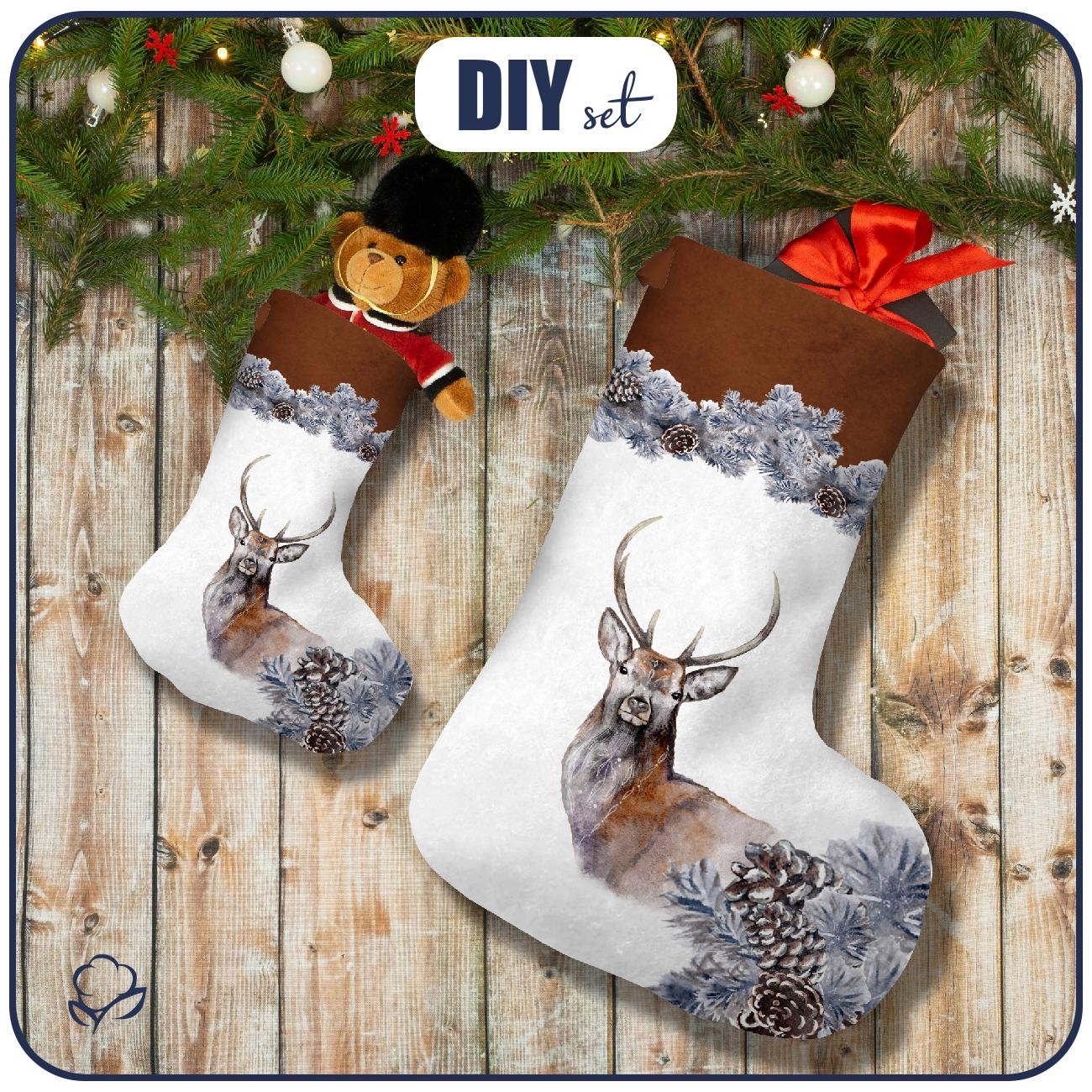 Weihnachtssocken Set - RENTIER / ZAPFEN 