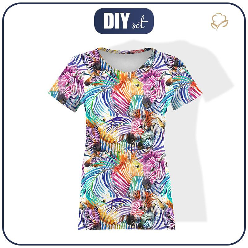 DAMEN T-SHIRT - REGENBOGEN ZEBRA - Single Jersey