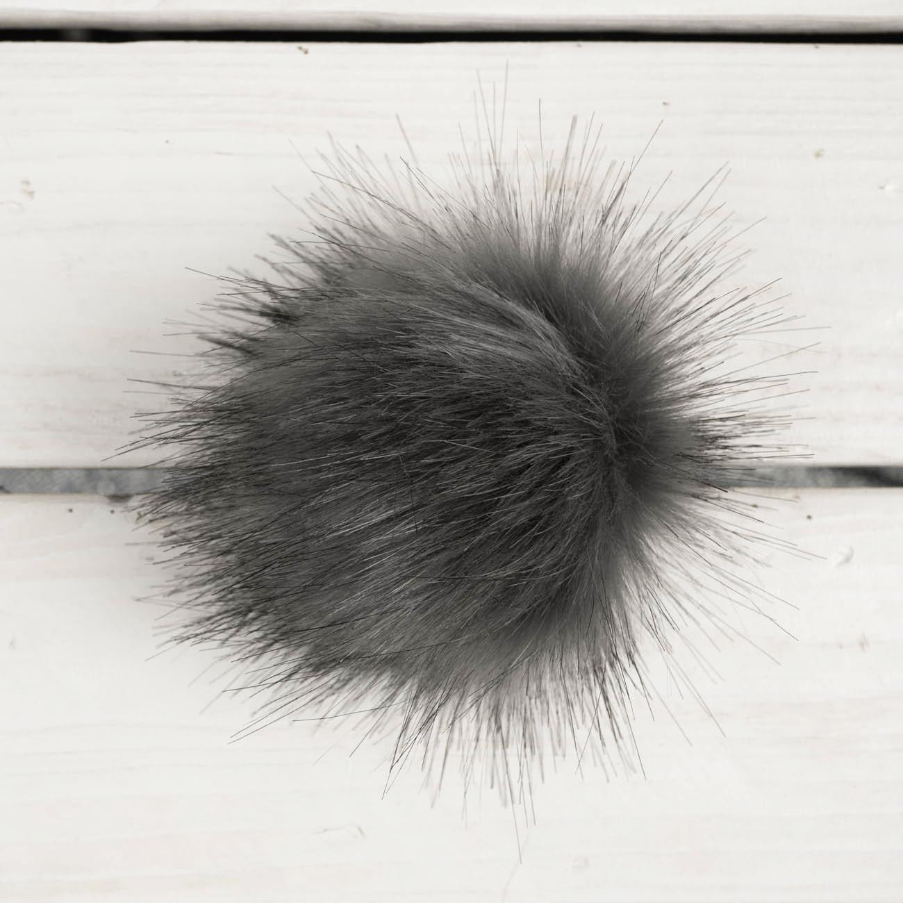 Kunstfell Pompon 9cm - melange  grau