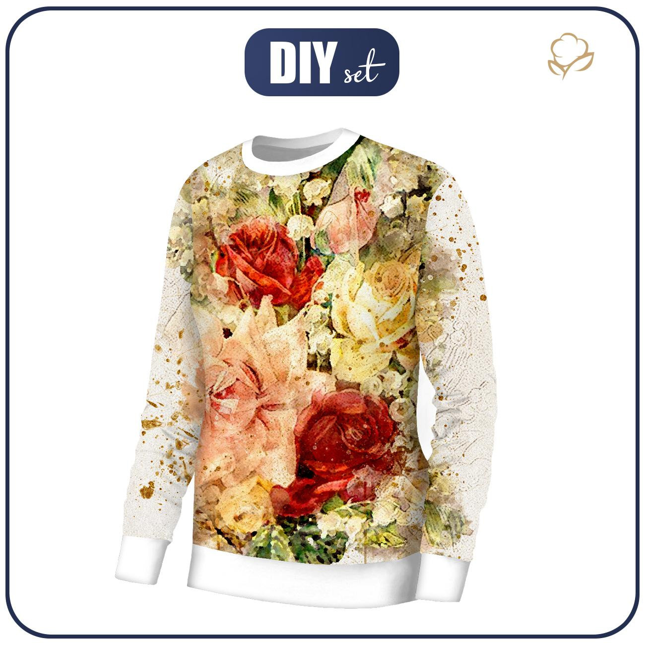 BASIC DAMEN SWEATSHIRT (HANA) - WATERCOLORS FLOWERS MS. 7 - Nähset