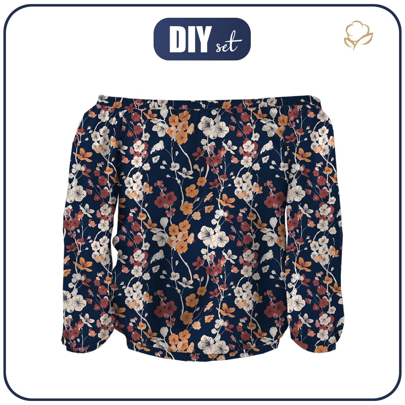 Carmenausschnitt Bluse SOFIA - JAPANISCHER GARTEN Ms. 2 (JAPAN) - Nähset 