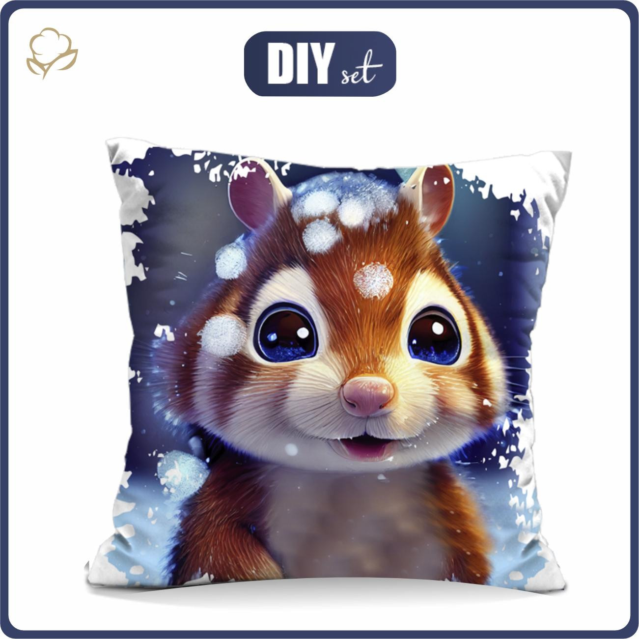 KISSEN 45x45 - ANIMIERTES EICHHÖRNCHEN m. 2 - Velours - Nähset