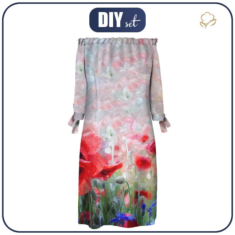 KLEID "CARMEN" - MOHNBLUMEN Ms. 1 - Krepp