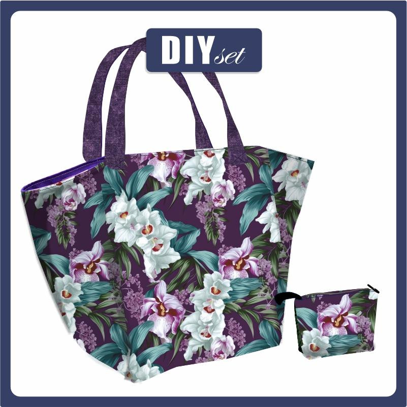 XL Tasche mit Utensilientasche 2 in 1 - EXOTIC ORCHIDS M. 4 - Nähset