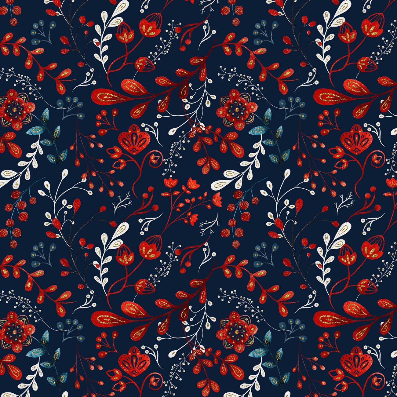 FOLK FLORAL M. 1 / rot (FOLK WALD)