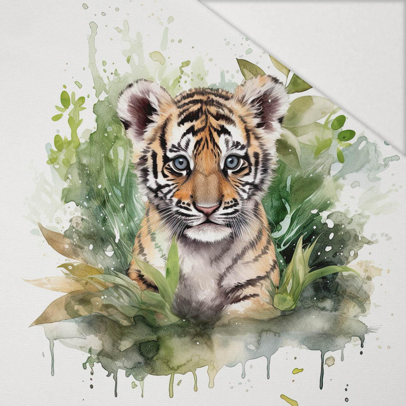 WATERCOLOR TIGER - Paneel (75cm x 80cm) Hydrophober angerauter Wintersweat