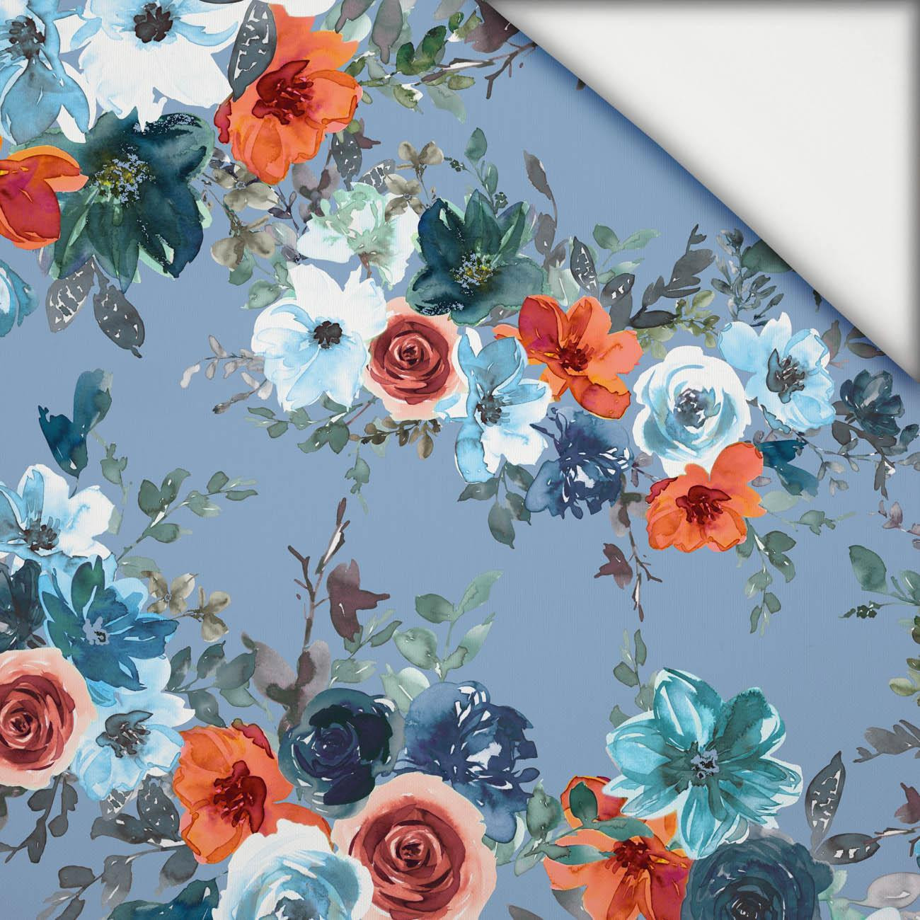 AQUARELL BLUMEN Ms. 2 / hellblau - leichte Maschenware angeraut