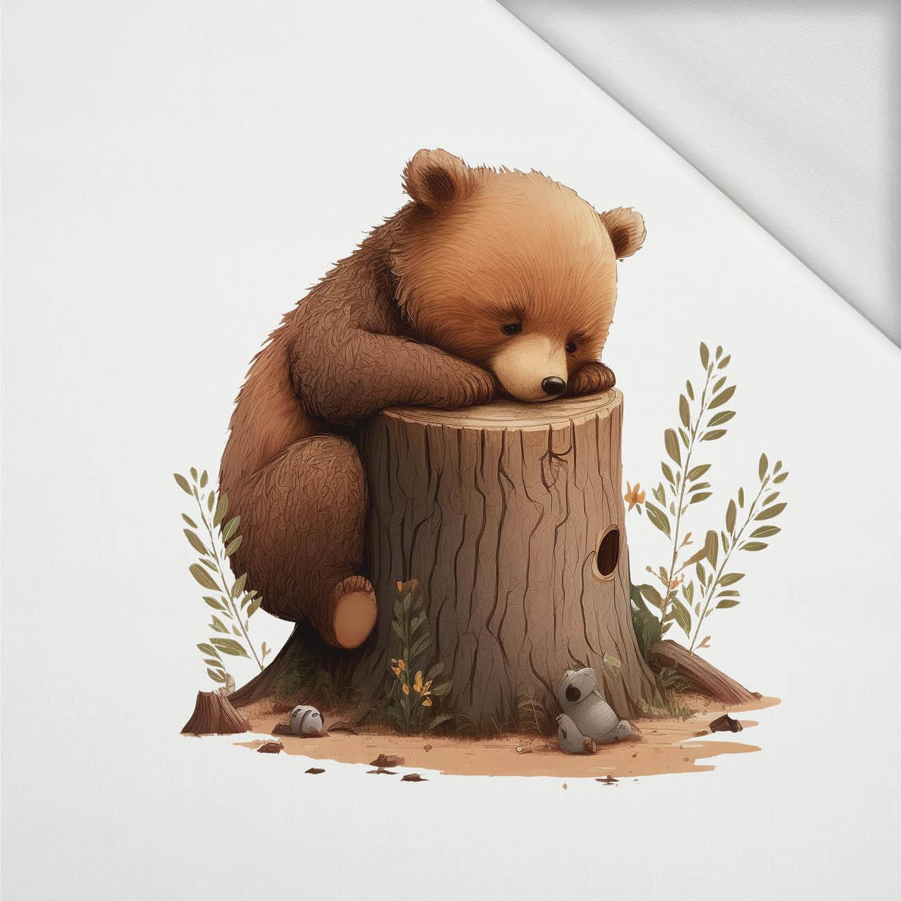 SLEEPING BEAR - Panel (75cm x 80cm) Sommersweat