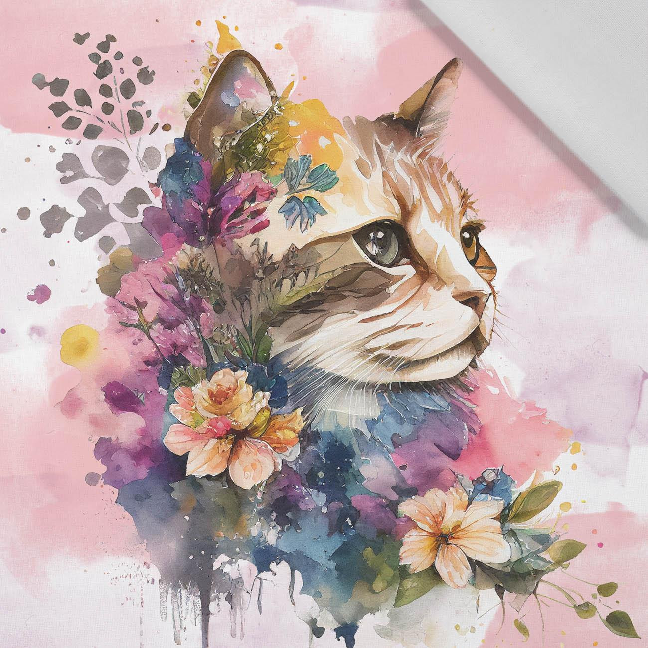 WATERCOLOR CAT MS. 1  - Paneel (75cm x 80cm)  Baumwoll Webware