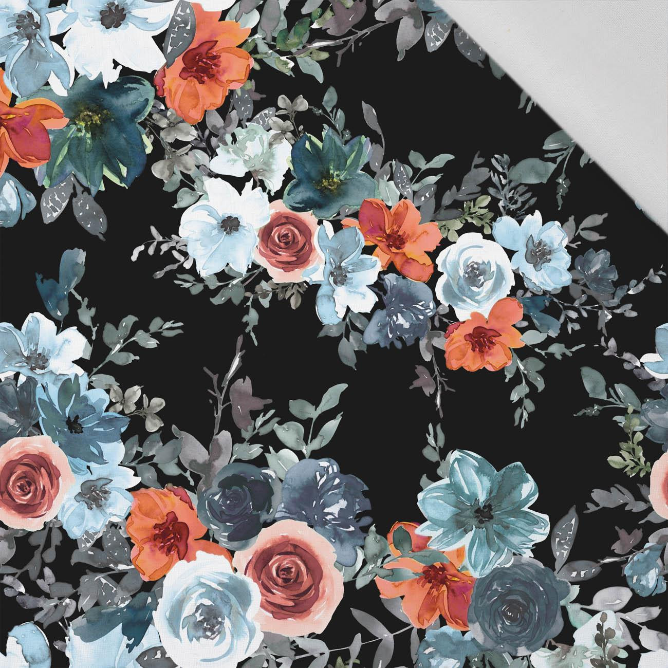 AQUARELL BLUMEN Ms. 2 / schwarz - Baumwoll Webware