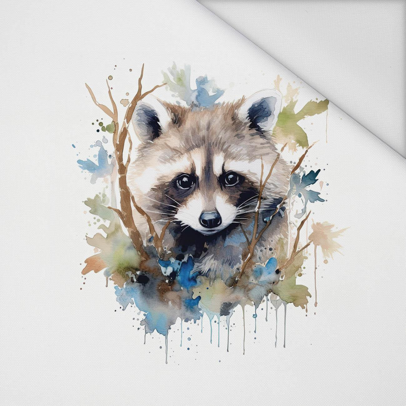 WATERCOLOR RACCOON ms. 1 - Paneel (75cm x 80cm) Wasserabweisende Webware