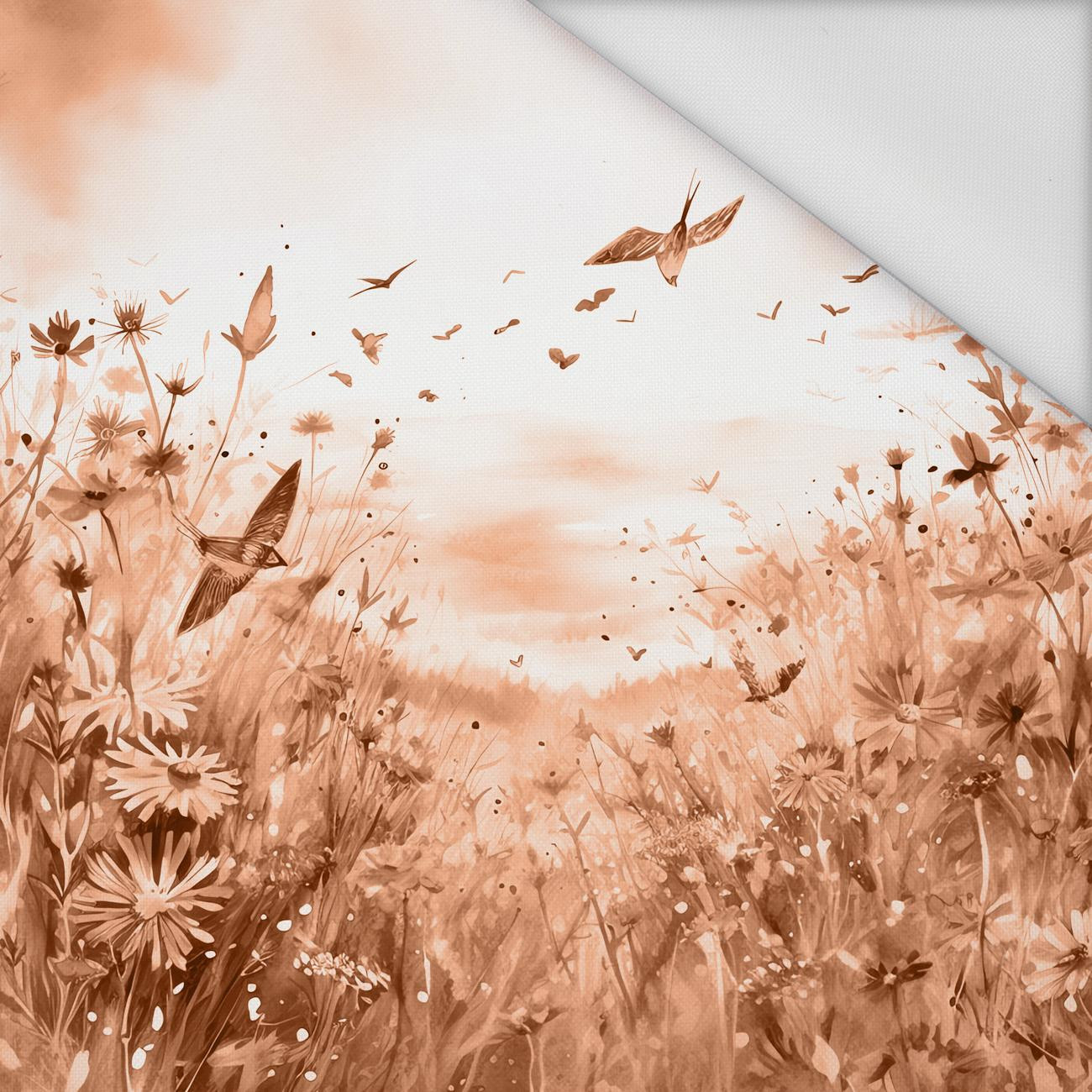 MAGIC MEADOW WZ. 10 / peach fuzz - Paneel (60cm x 50cm) Wasserabweisende Webware