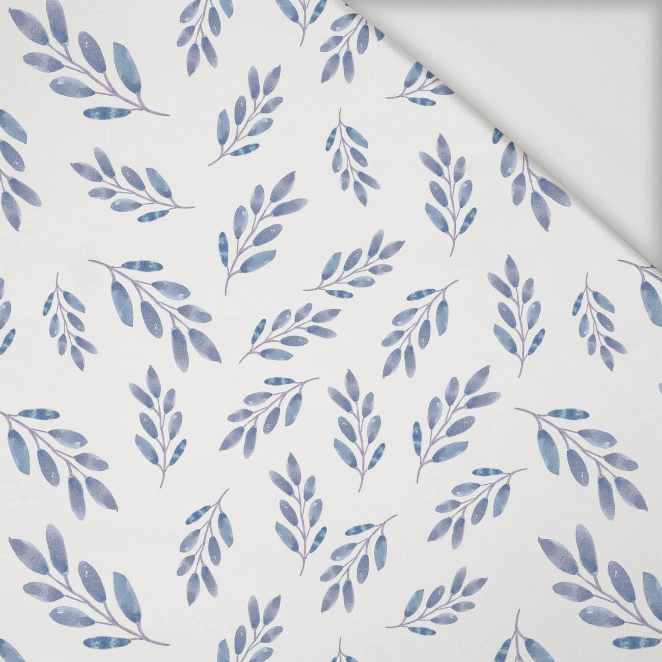 BLAUE BLÄTTER m. 2 / weiß - Viskose Jersey