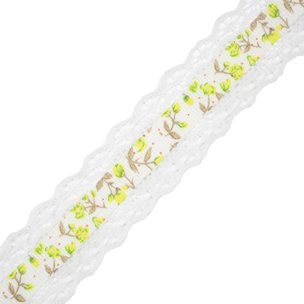 Ripsband mit Spitze 25 mm - weiß
