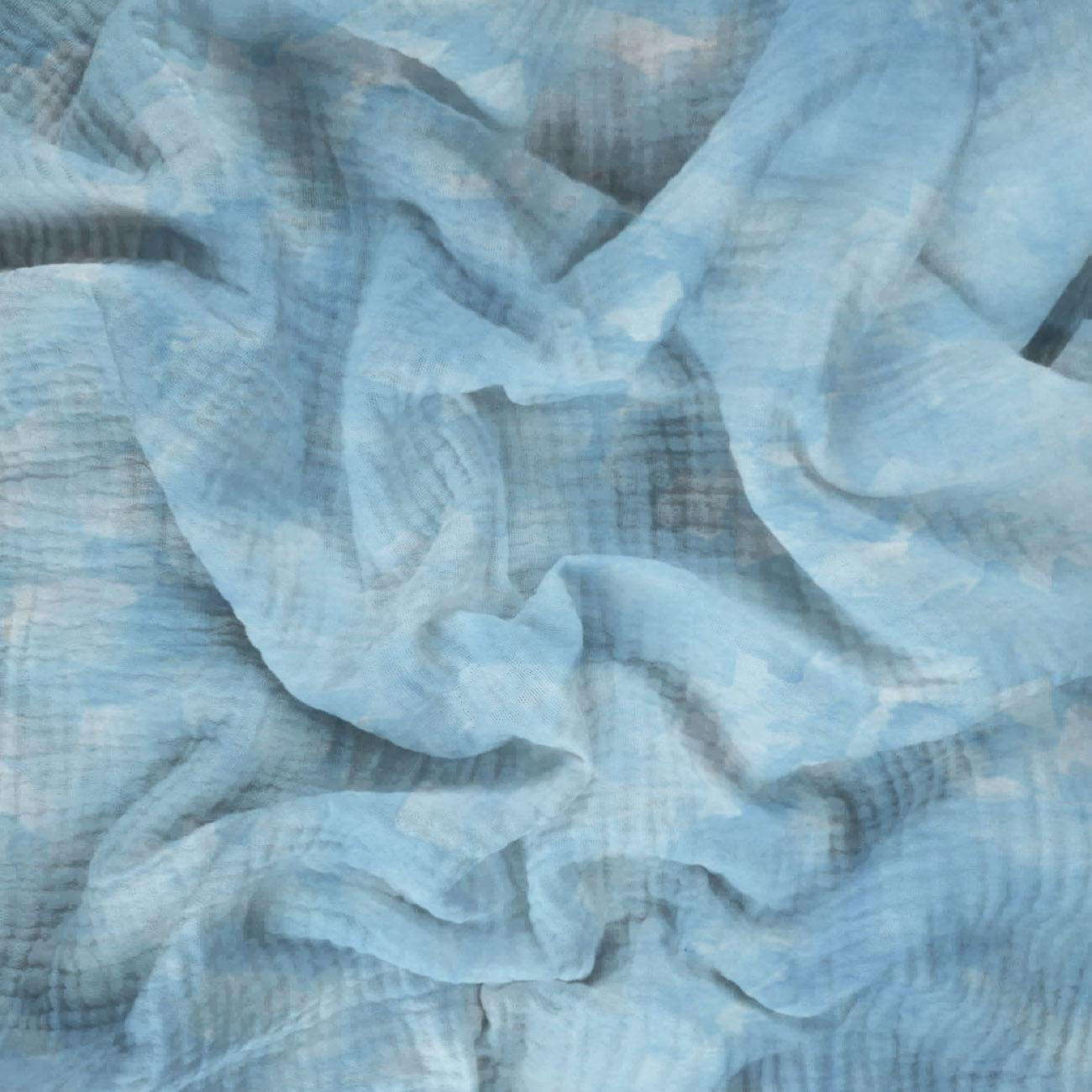 CAMOUFLAGE m. 2 / hellblau - Baumwoll Musselin