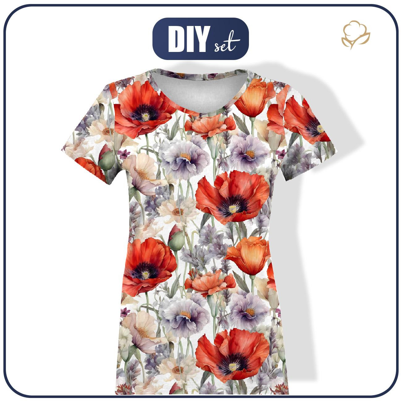 DAMEN T-SHIRT - MOHNBLUMEN Ms. 5 - Nähset