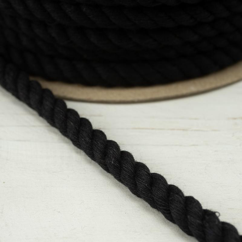 Baumwollkordel gedreht 8 mm - schwarz