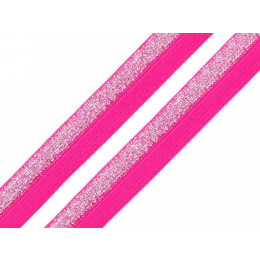 Schrägband elastisch mit Lurex 17mm - rosa