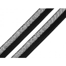 Schrägband elastisch mit Lurex 17mm - schwarz