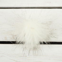 Kunstfell Pompon 6 cm - melange weiß