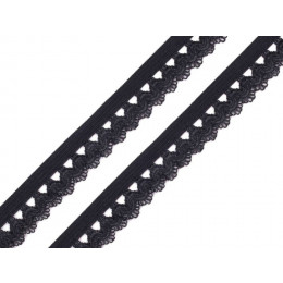 Gummi Spitzenband  15 mm - schwarz