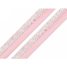 Schrägband elastisch mit Lurex 17mm - blass rosa