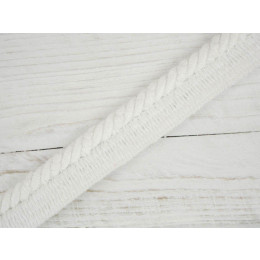 Zierschnur aus Baumwolle – mit Band zum Einnähen -  weiß