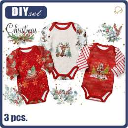 3-PACK - BABY BODYS (CHARLIE) - Weihnachten / rot - Nähset