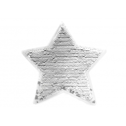  Aufbügler Stern mit magischen Pailletten 17,5x17,5 cm - silber