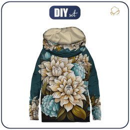 Sweatshirt mit Schalkragen und Fledermausärmel (FURIA) - Bouquet of flowers wz.4 - Nähset