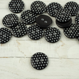 Kunststoffknopf mit Punkten mittelgroß - schwarz